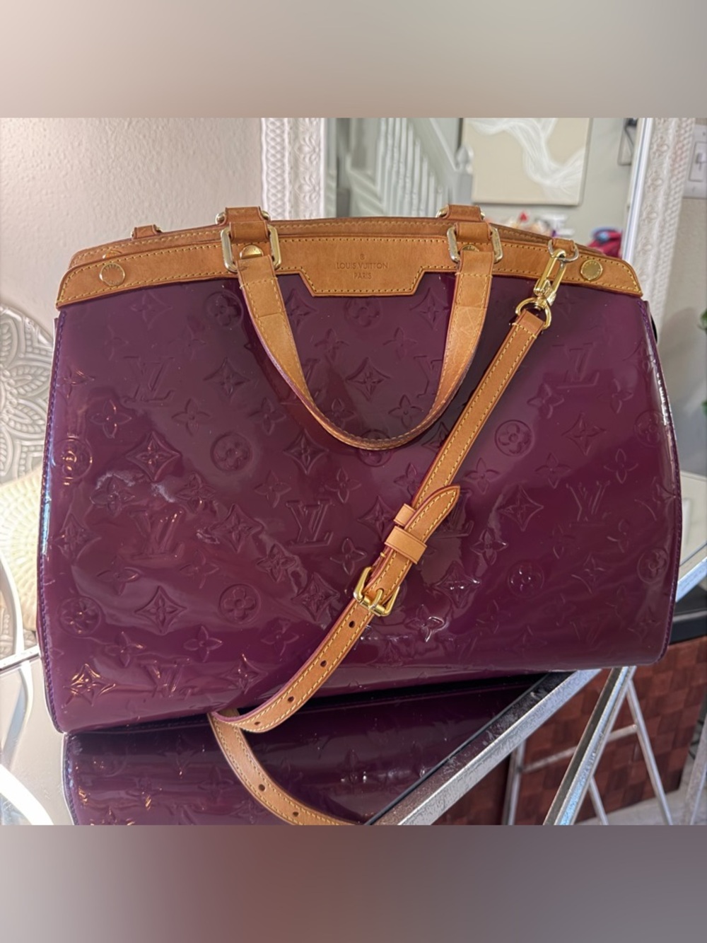 *LIKE NEW* Louis Vuitton Brea GM in Amarante Monogram Vernis Bag - Picture 15 of 17